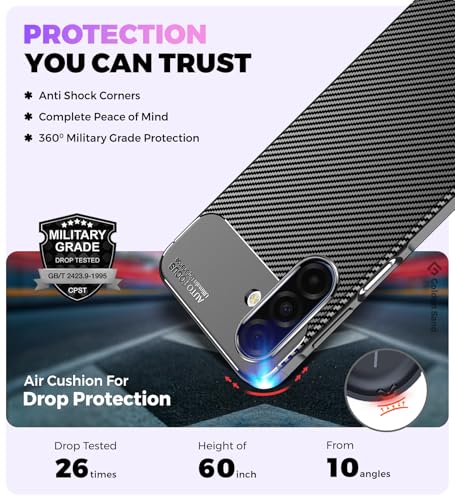 Image of Golden Sand Aramid Fiber Back Cover Case for Samsung Galaxy A17 5G, Samsung Galaxy M17 5G - Slim Fit, Military-Grade Drop Protection, Raised Edges for Screen & Camera (Mirage Black)
