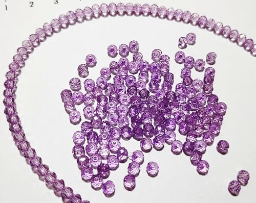 Image of GoSetGet! 4mm Rondelle /Tire (1000 Pcs) LITE Purple Crystal Macrame Plastic Beads for Arts, Crafts & Decoratives-High Sparkle Cutting Crystal Beads for Macrame, Jhula, Torana, Jhumar (LitePurple)