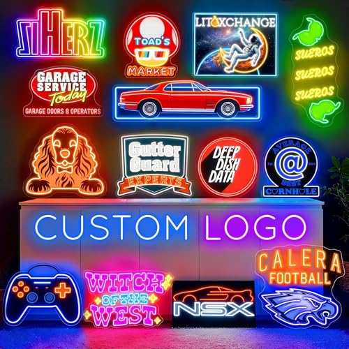 SELICOR Custom Logo Neon Sign - Personalized LED Business Logo with UV Printing, Customized LED Neon Light Up Sign for Home Bar Salon Shops Nails Beauty Company Logo Office Wall