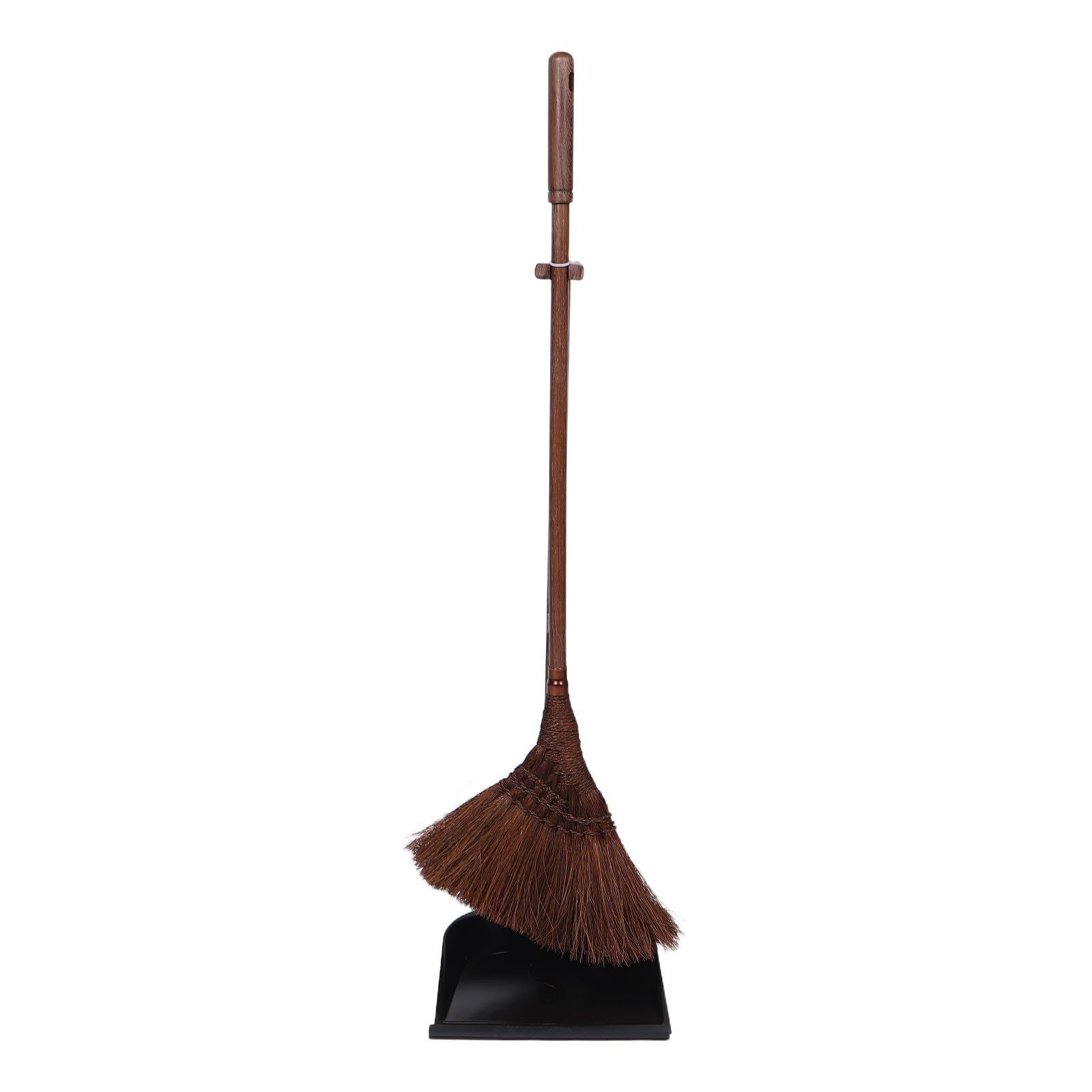 TOYANDONA Juego de Escoba y Recogedor de Madera Limpieza y Recogida Rápida con Cerdas Suaves de Palma para Suelos de Madera y Baldosas en Interiores