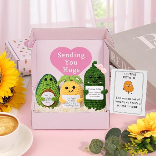 image for Munutix Funny Emotional Support Pickle Crochet Dolls,Crochet Figure wi