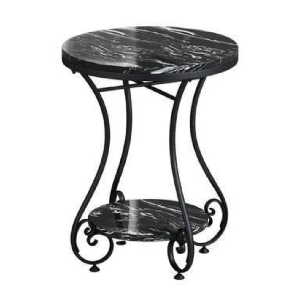 Table basse en fer forgé Nero style marbre au design chic double niveau