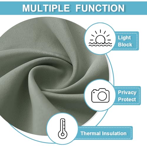 Image of RYB HOME Small Window Curtains, Blackout Privacy Thermal Insulating Drapes for Bedroom Bathroom Basement Cafe Classroom Short Window Decor, W34 x L45, Sage Green, 2 Panels