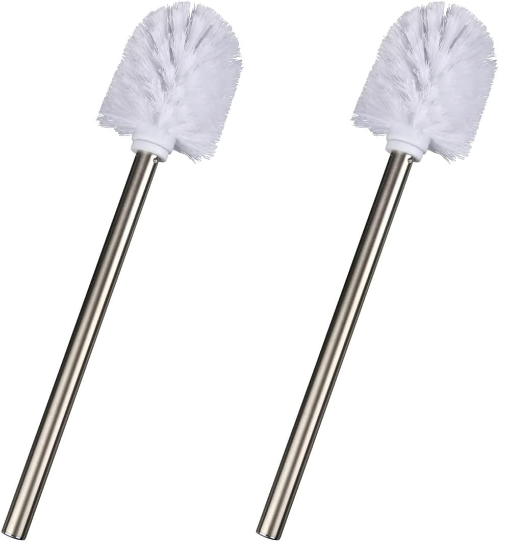 Brosse WC rechange haut de gamme WENKO acier inoxydable mat blanc lot de 2