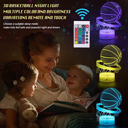 Lmgy Basketball Night Light,3D Illusion Led Lamp, 16 Colors Dimmable With Remote Control Smart Touch, Best Christmas Birthday Gift For 3,4,5,6,7,8 Year Old Boy Girl Kids, Suitable For Basketball Fans #TOP1