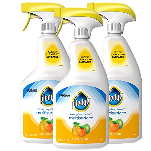 Pledge pH-Balanced Multisurface Cleaner Spray for Everyday Care, Fresh Citrus Scent, 25oz (Pack of 3)