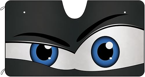 Parasol para parabrisas de automóvil, diseño de ojos de automóvil enojado, color gris oscuro, divertido parasol para parabrisas delantero, reflector