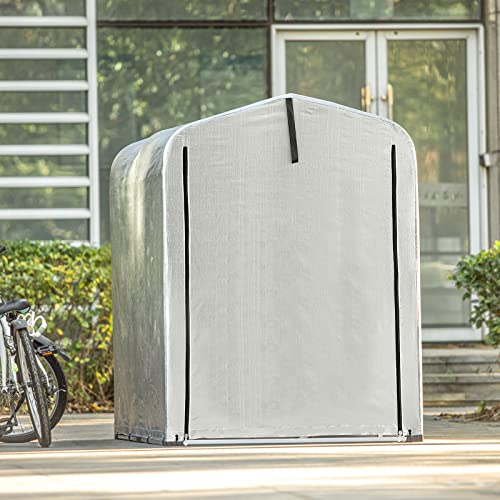 SoBuy Fahrradgarage wetterfest Geräteschuppen für 1-2 Fahrräder Carport Zelt mit UV-Schutz Fahrradschuppen für Regenschutz Terrasse Motorrad Garage Gartenhaus mit Aluminiumrahmen 120x163x176cm KLS11