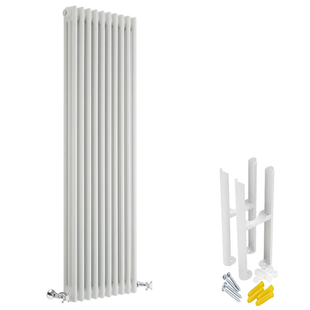 Milano White Windsor Cast Iron Style Vertical Triple Column Radiator Feet - 1500Mm X 470Mm