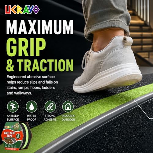 Image of UCRAVO Anti Slip Safety Grip Tape Non-Slip Traction Tapes With Glow In The Dark Non Skid Stage Safety Reduce The Risk Of Slipping For Indoor Or Outdoor Stair Tread Step, Other Slippery Surfaces