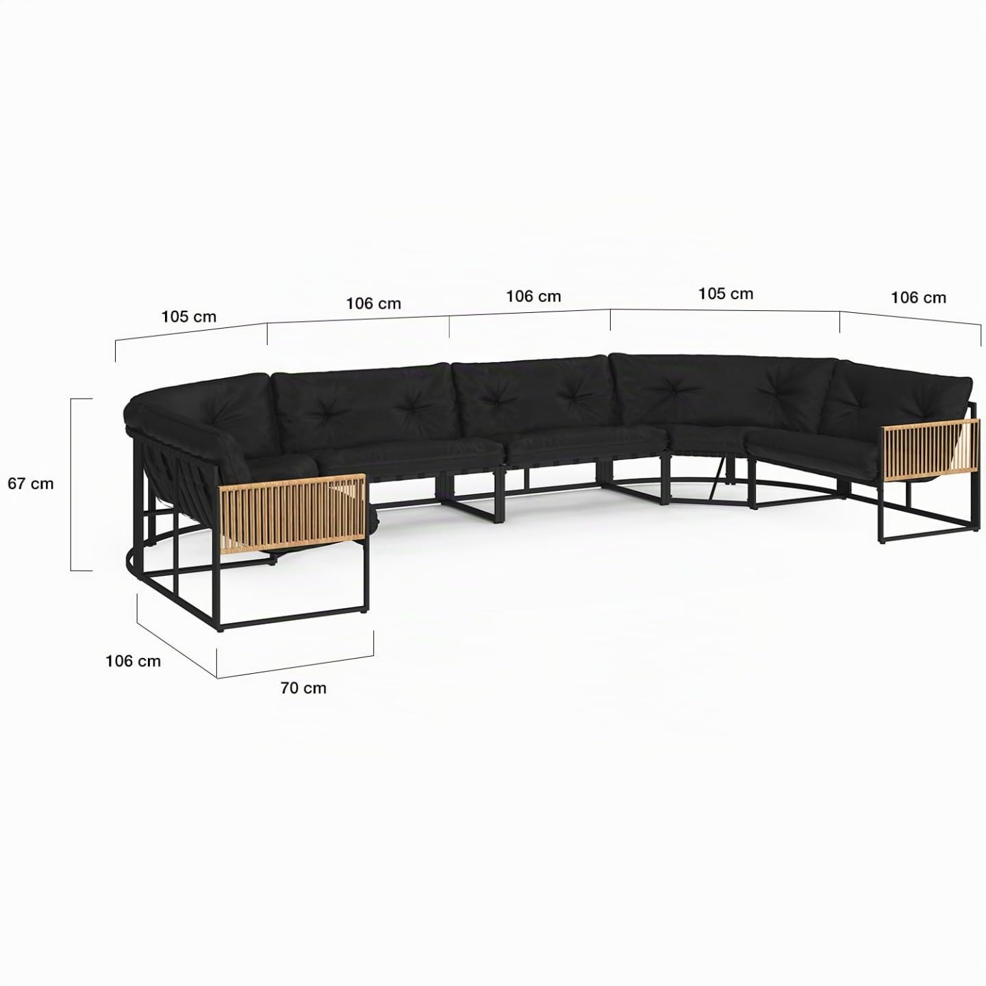 IDMarket - Salon de Jardin Bas Rio 12 Places Salon d'angle