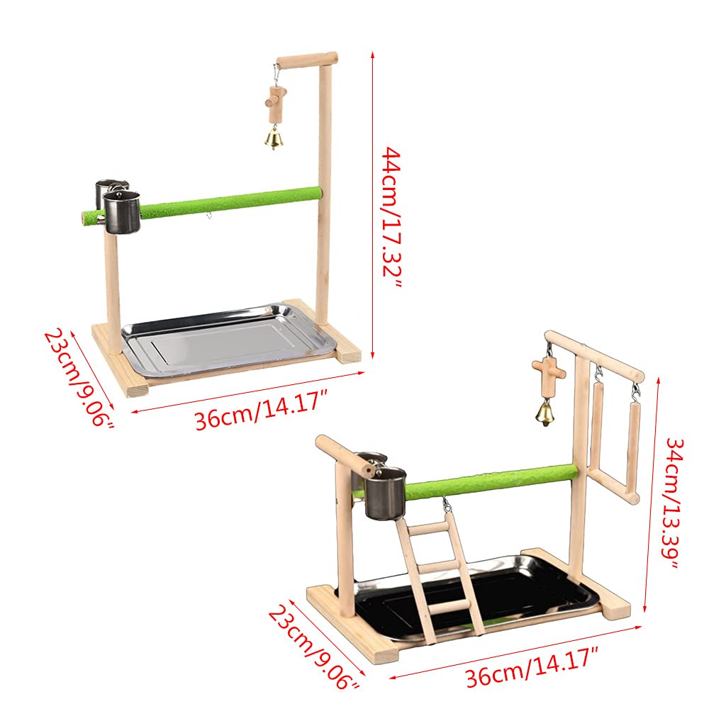 Vogelsitz, Papageien Spielständer, Nymphensittich Spielplatz, Holz Fitnessspielzeug mit Clip Futterbechern, Übung und Spielen für Vögel, Vogelspielplatzständer für Sittiche, Nymphensittiche, Vögel