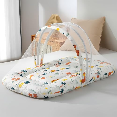 Image of StarAndDaisy 3 in 1 Baby Mosquito net for Sleeping - Newborn, Infant Mosquito net for Newborn Baby / / Washable Cotton Design, Soft and Comfortable Bed for 0-12 Months -Lion tedPrint