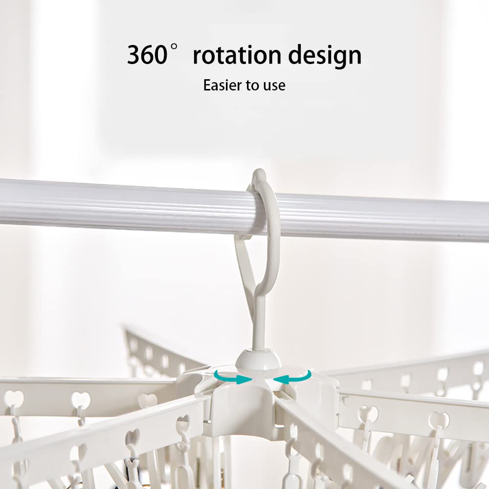 365° Rotatif étendoir Chaussettes avec 36 Clips, 1 Pièces Multidirectionnel Pince A Chaussette, Sechoir Chaussette pour Lingerie, sous-Vêtements, Chaussettes, Soutien-Gorge, Culotte