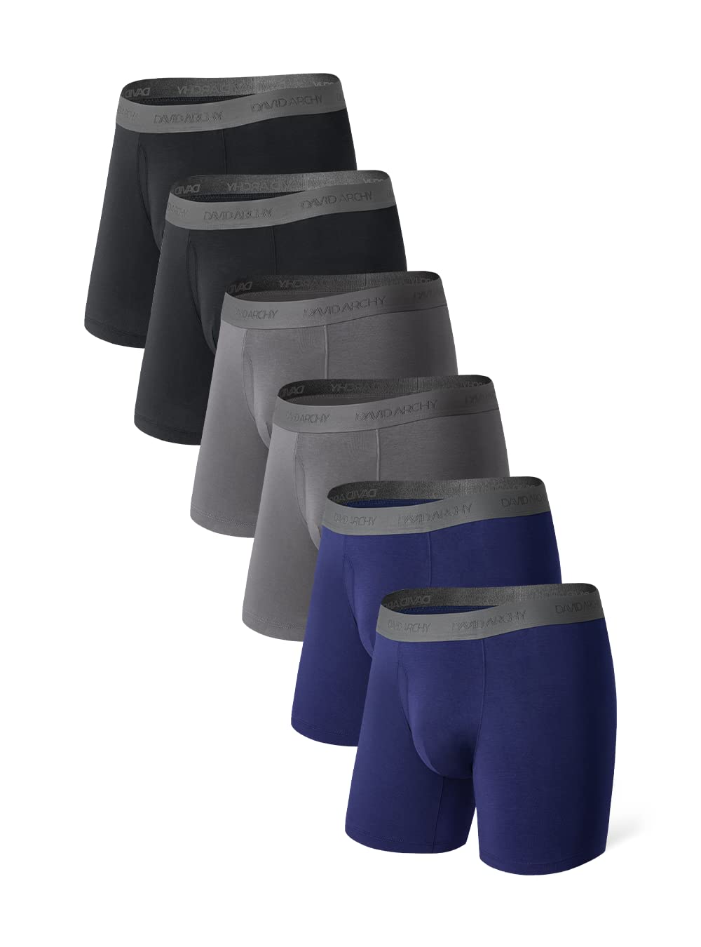 DAVID ARCHY Herren Boxershorts Mehrfachpack, Stretcken Klassischer Retroshorts, Unterhosen Männer, Bambus Unterwäsche Seidig Glatt Feuchtigkeitsableitend 3D-Beutel Boxer Shorts for Men