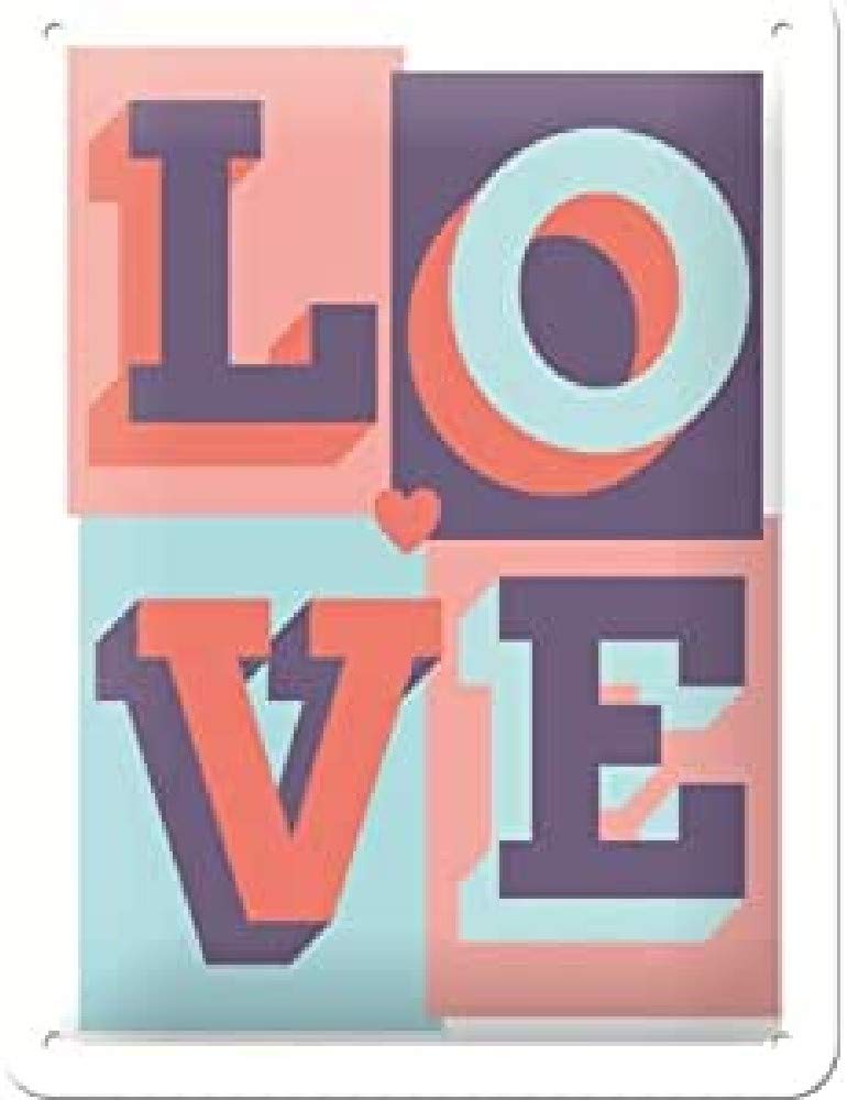 Nostalgic-Art Retro Tin Sign – Word Up – LOVE – Gift idea for fans of nostalgia, Metal Plaque, Vintage design for wall decoration, 15 x 20 cm
