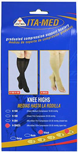 Image of ITA-MED I H-304(O)(2) XXL BL Microfiber Knee Highs, Black, XX-Large