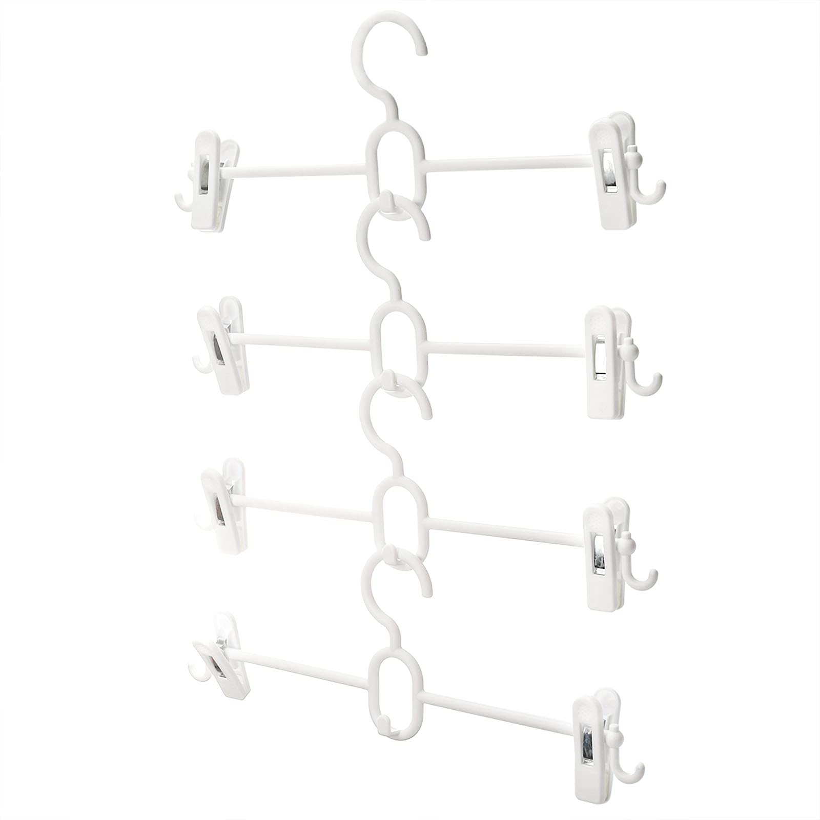 Tosnail - Confezione da 20 grucce in plastica con clip e ganci impilabili e con cinghia, ganci a cascata, salvaspazio per armadio o lavanderia, colore: bianco