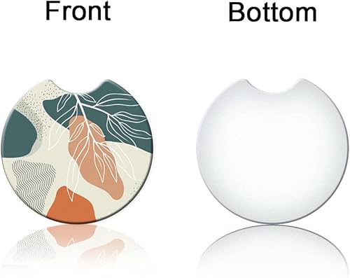 Miniatura 5 de HOPONY Posavasos absorbentes para automóvil, paquete de 2 unidades, para portavasos, piedra de cerámica de 2.57 pulgadas y base de corcho
