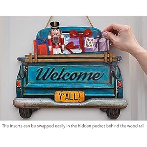 Interchangeablewelcomesignforfrontdoorbluefarmhousetruckdecorhangingsignwith11interchangeableseasonalandholidaydecorsigns12x14inbluefarmhousetruck  Urban Country Home Decor Interchangeable welcome sign for front door blue farmhouse truck decor hanging sign with 11 interchangeable seasonal and holiday decor signs 12×14 in blue farmhouse truck  urban country home decor