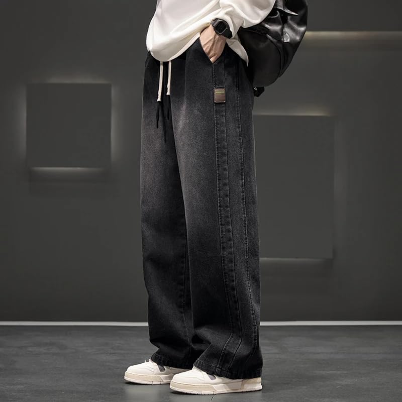 Autumn Wide Leg Jean Pants Men Trousers Loose Casual Pants2