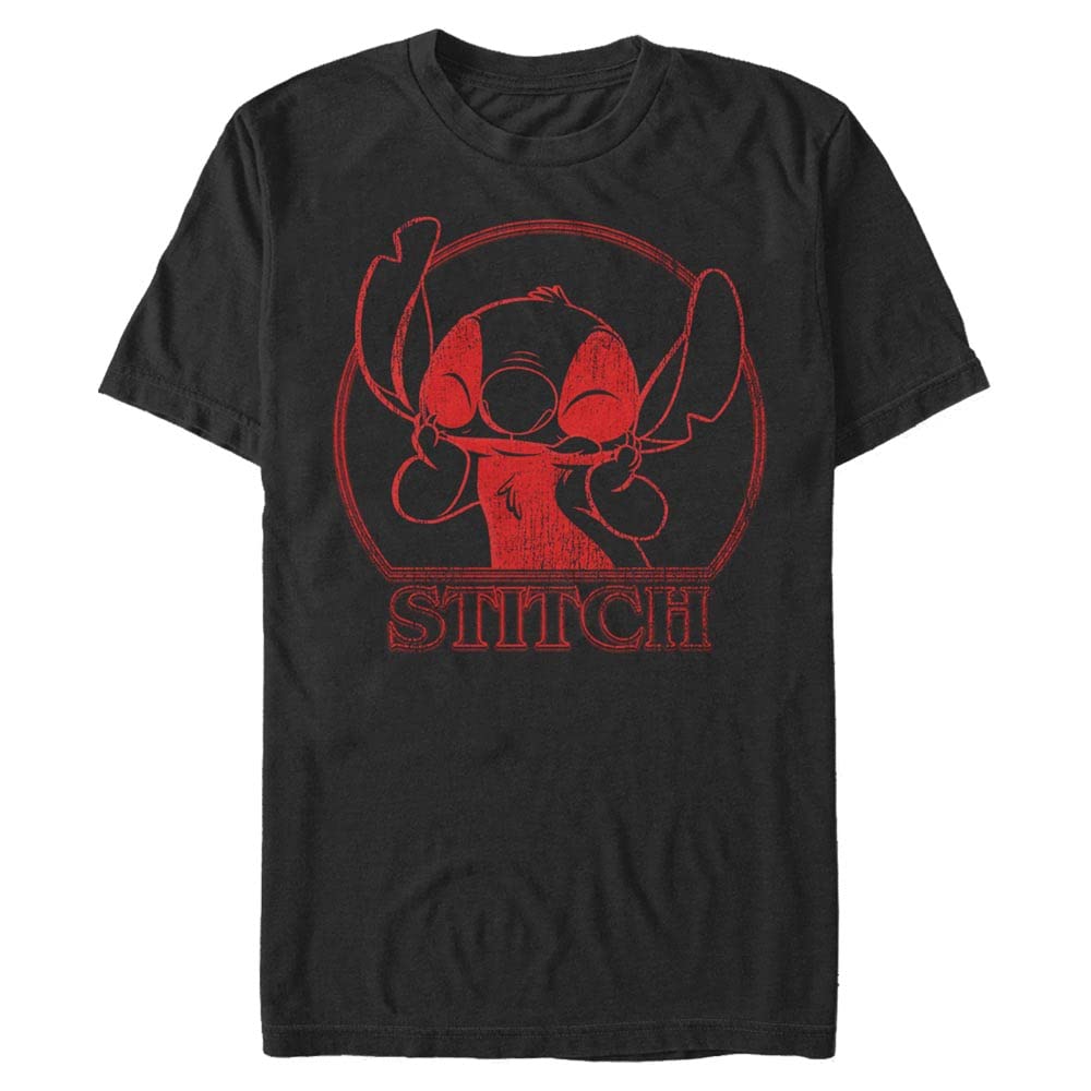 Disney Unisex Black Lilo & Stitch-Stranger Stitch Organic Short Sleeve T-Shirt, Medium