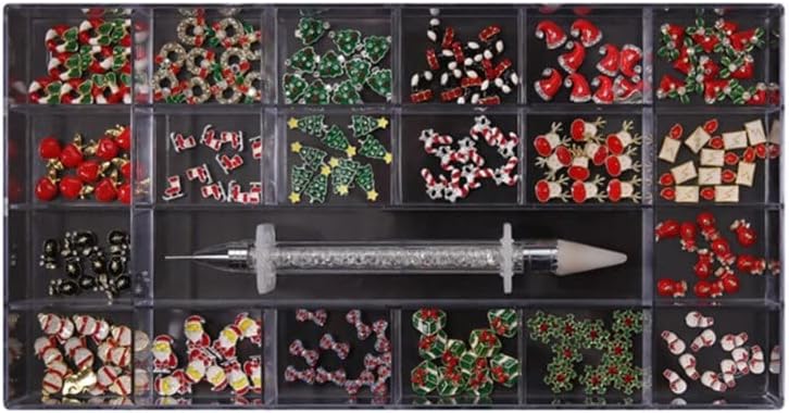Nail Art Alloy Studs for Rhinestone Christmas Nail Charms Holiday Manicure Jewel - (Color: 24 Cells)