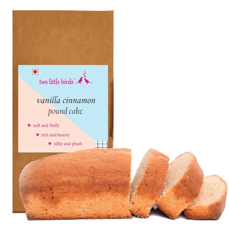 two little birds Vanilla Cinnamon Dry Pound Cake - Made with Egg, Pure Cinnamon and Real Butter| Freshly Baked, Fluffy, Handmade| Rich in Flavour| Contains No Palm Oil| Tea Cake 250 Grams (Pack of 1)