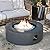 UPHA 42-inch Outdoor Propane Gas Fire Pit Table 50000 BTU Iron Round Firepit for Outside Patio with Tank Hidden Table, Wind Guard, Removable Lid, Blue Glass Rocks, Rain Cover, Grey