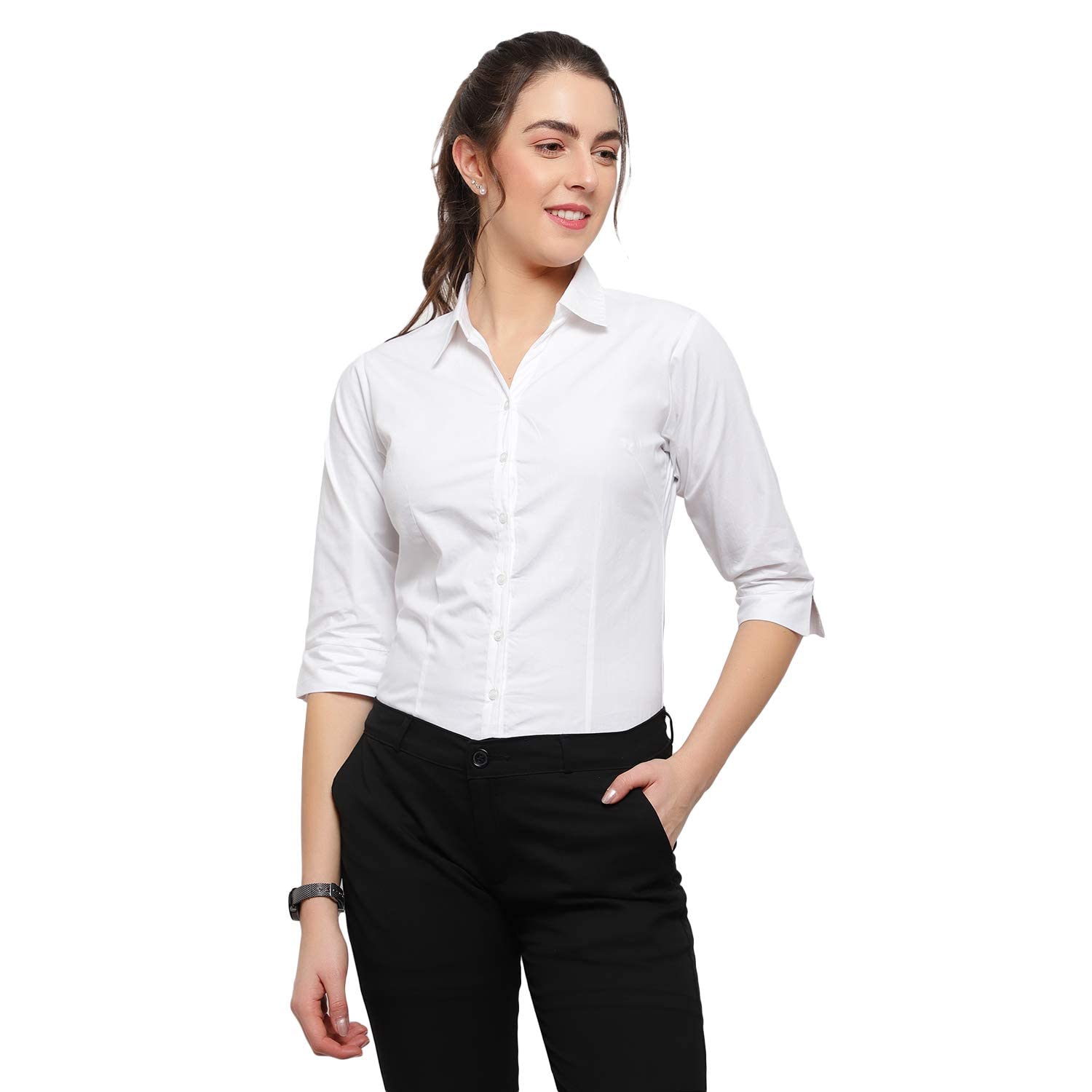blue ronin Blue RoninWomen 3/4 Sleeve Stylish Western Official Formal Shirts for Women Regular fit Shirts for Women-picture-23