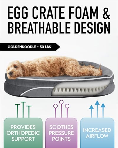 Ohgeni PBS5V248 Orthopedic Dog Bed For Extra Large Dogs, Dog Couch Design With Egg Foam Support, Removable, Machine Washable Plush Cover And Non-Slip Bottom thumb #1