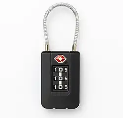 Cadeado com Cabo de Aço e Combinação de 3 Dígitos, Trava de Segurança TSA, Preto (Preto)