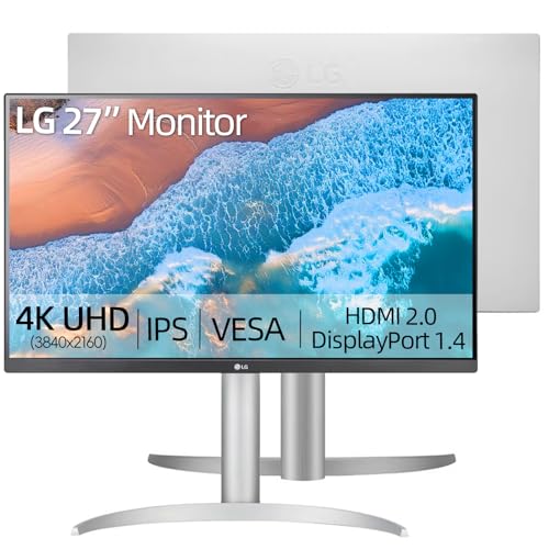 Image of LG 27 inch 4K UHD Monitor, IPS Display, VESA DisplayHDR 400, 95% DCI-P3, Dynamic Action Sync, Black Stabilizere, Height /Tilt /Pivot Stand, for Gaming and Offic, White /Silver
