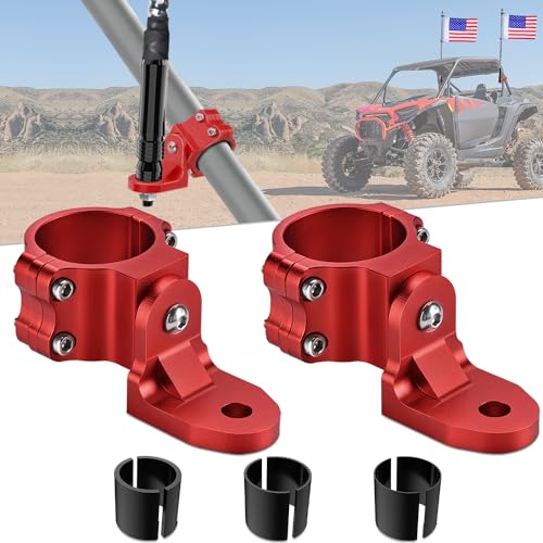 Image of Nilight UTV Flag Antenna Mount Red 1.5 inch to 1.75 inch and 1.75 inch to 2 inch Roll Bar