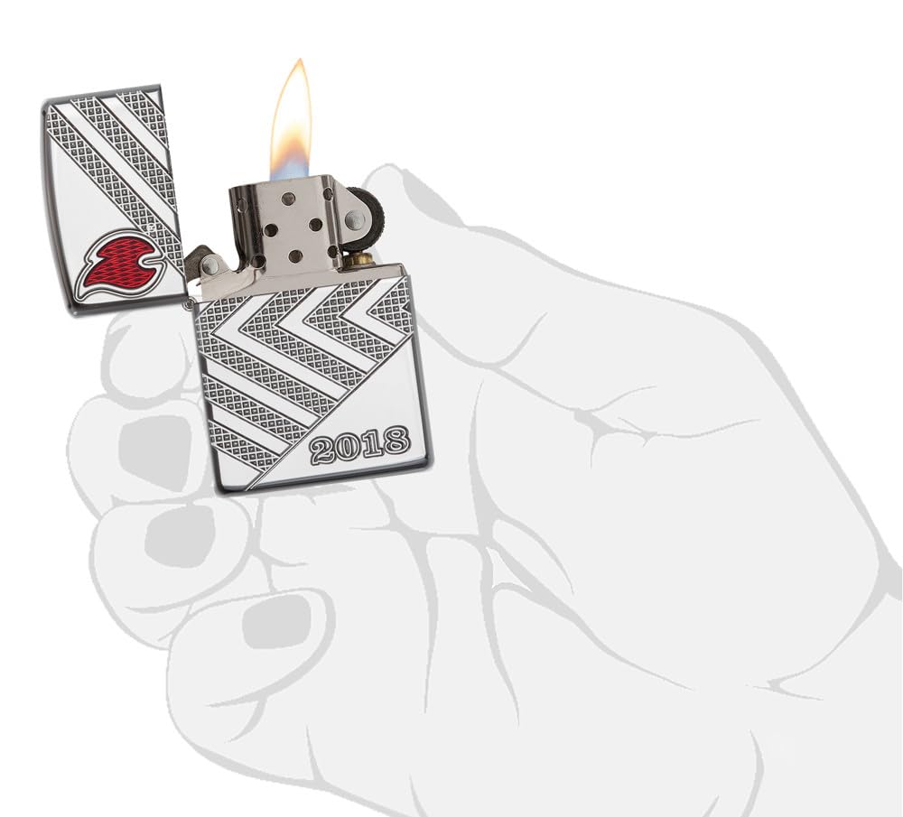 Zippo Briquet tempête – Édition annuelle, Finition Armor Chrome Brillant Poli Miroir, Gravure Profonde avec Incrustation époxy – Rechargeable – Réutilisable – Design Coupe-Vent – Boîte Cadeau