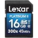 Lexar Platinum II 300x SDHC 16GB UHS-I/U1 (Up to 45MB/s Read) Flash Memory Card - LSD16GBBNL300