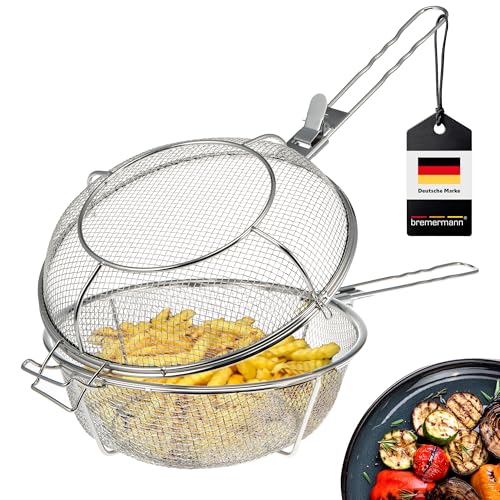 bremermann Grillkorb klappbar // Edelstahl Ø ca. 30 cm, Griffe abnehmbar