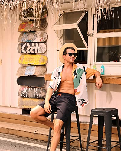 SILKWORLD Men's Swim Trunks with Compression Liner Quick Dry Bathing Suits 9 Inch Swimming Shorts with Cargo Pockets3