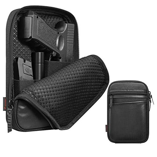 FINPAC Concealed Carry Gun Pouch, Soft Pistol Case Fanny Pack Waist Belt Firearm Bag with Holster for Handgun, Air Gun, Men, Women (Black)