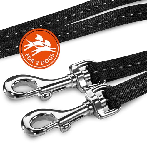 Flexi New Classic Retractable Cord Dog Leash Duo for 2 Small Dogs 16-Foot Black