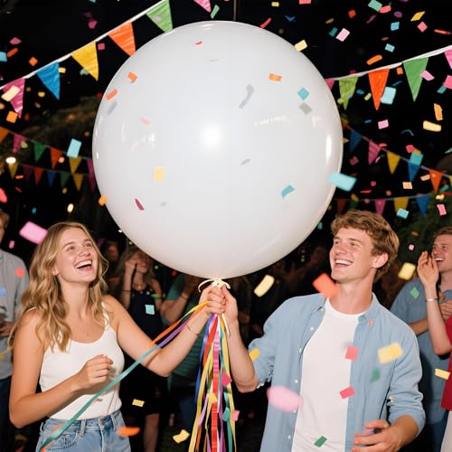Image of White Balloons 9pcs 36 Inch Extra Large Big Jumbo Giant Matte White Latex Helium Balloons for Wedding Bridal Graduation Engagement Baby Shower Birthday Party Decorations