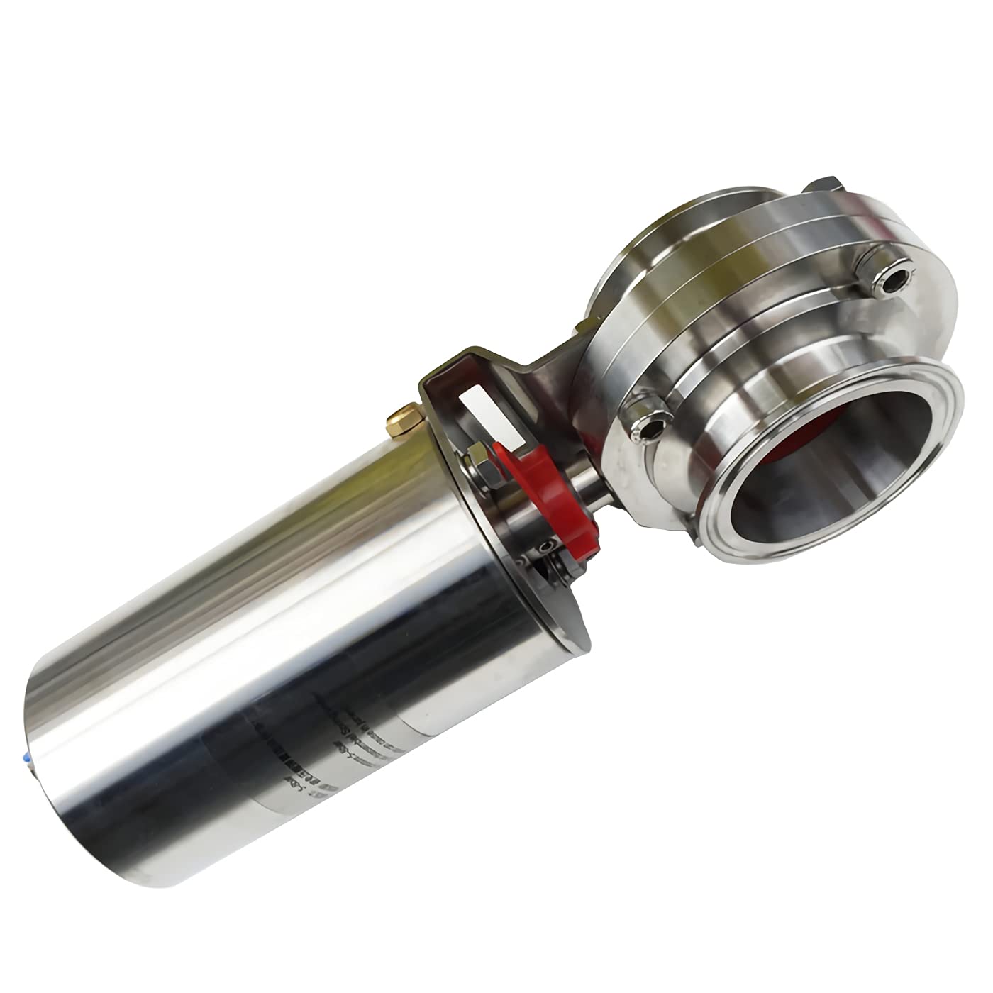 INTSUPERMAI Sanitary Butterfly Valve 2 inch / 51 mm Butterfly Valve Stainless Steel Pneumatic Actuator Valve Tri Clamp with Single Acting