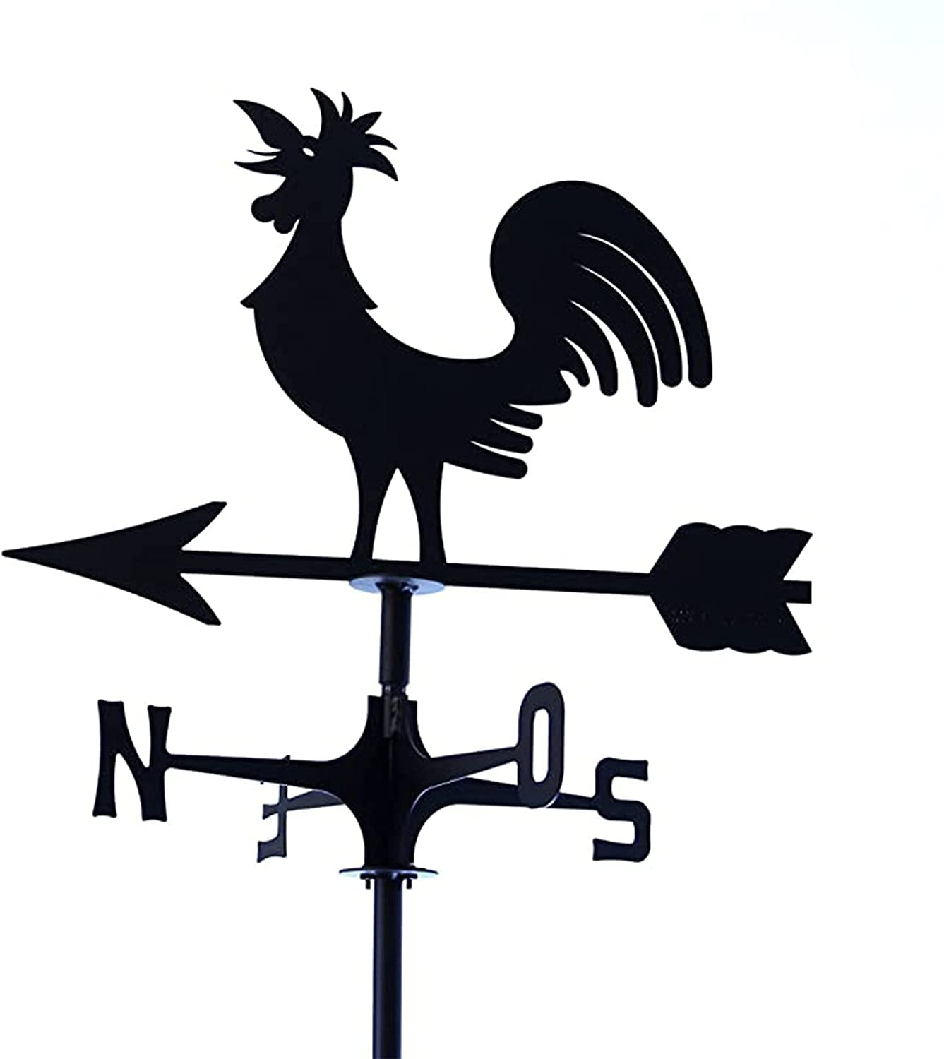 WIQUYBML wind vane Rooster Cockerel Stainless Steel Wind Direction Indicator Vane Measuring Tools Garden Pole Weather Suitable for Outdoor Metal Products,A (E normal)