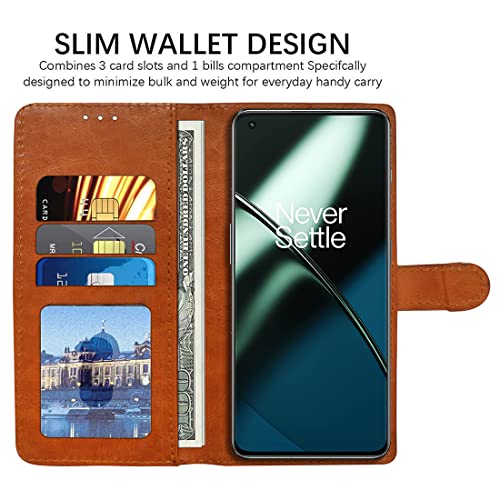Image of Flip Cover Back Case for OnePlus 11 5G / 11R 5G | Premium Leather Finish | Inbuilt Pockets & Stand | Flip Cover Back Case for OnePlus 11 5G / 11R 5G (CamelBlack)