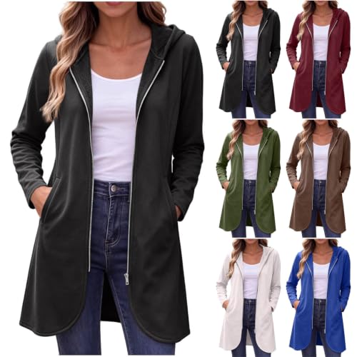 Womens Zip Up Hoodies Long Length Fall Jackets Oversized Sweatshirt Dress