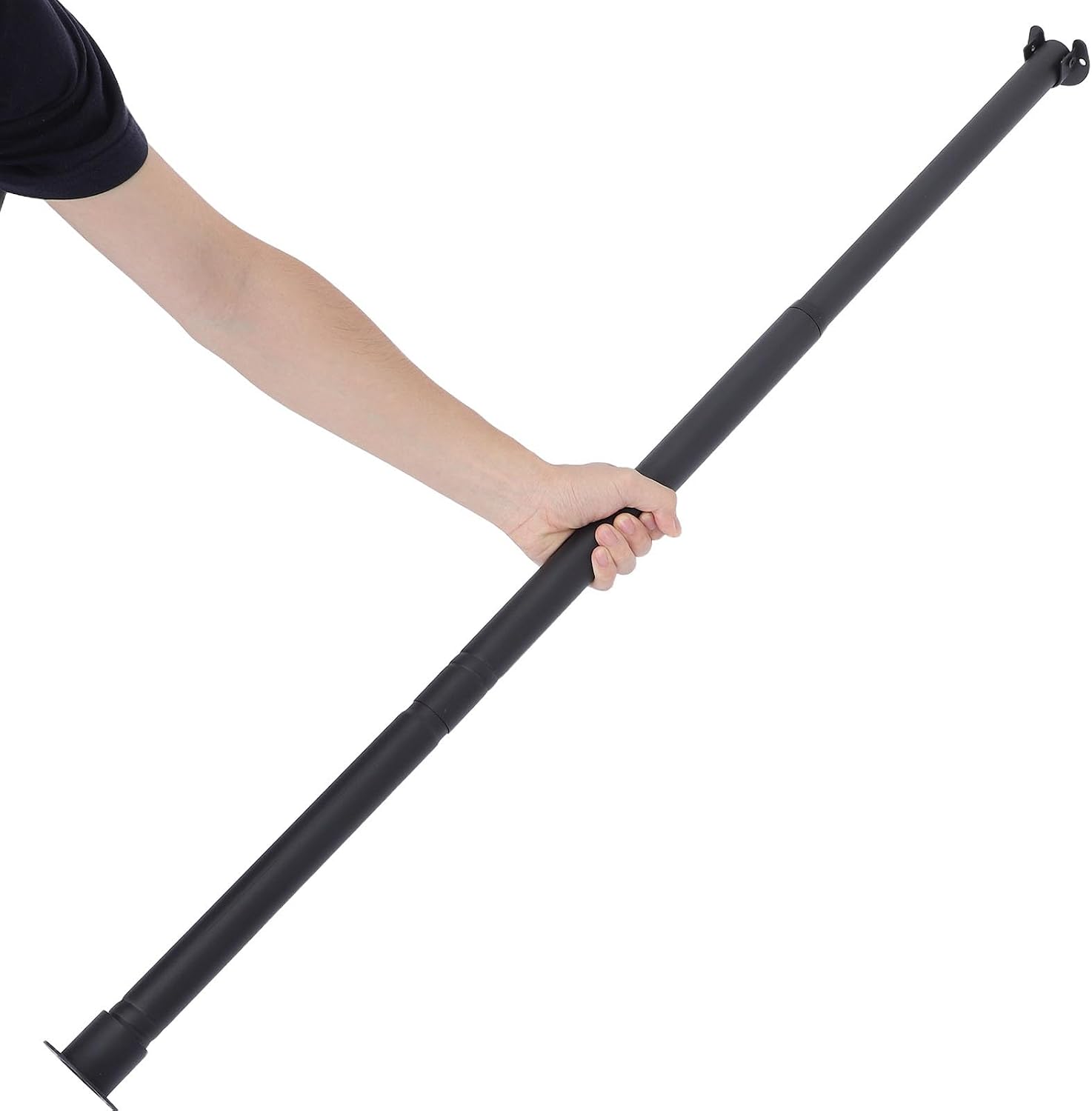UKCOCO Adjustable Closet Rod: 17"-40.5" Extendable Hanging Bar - Heavy Duty Stainless Steel Wardrobe Rail - Black Support Pole for Laundry Room Clothes Storage
