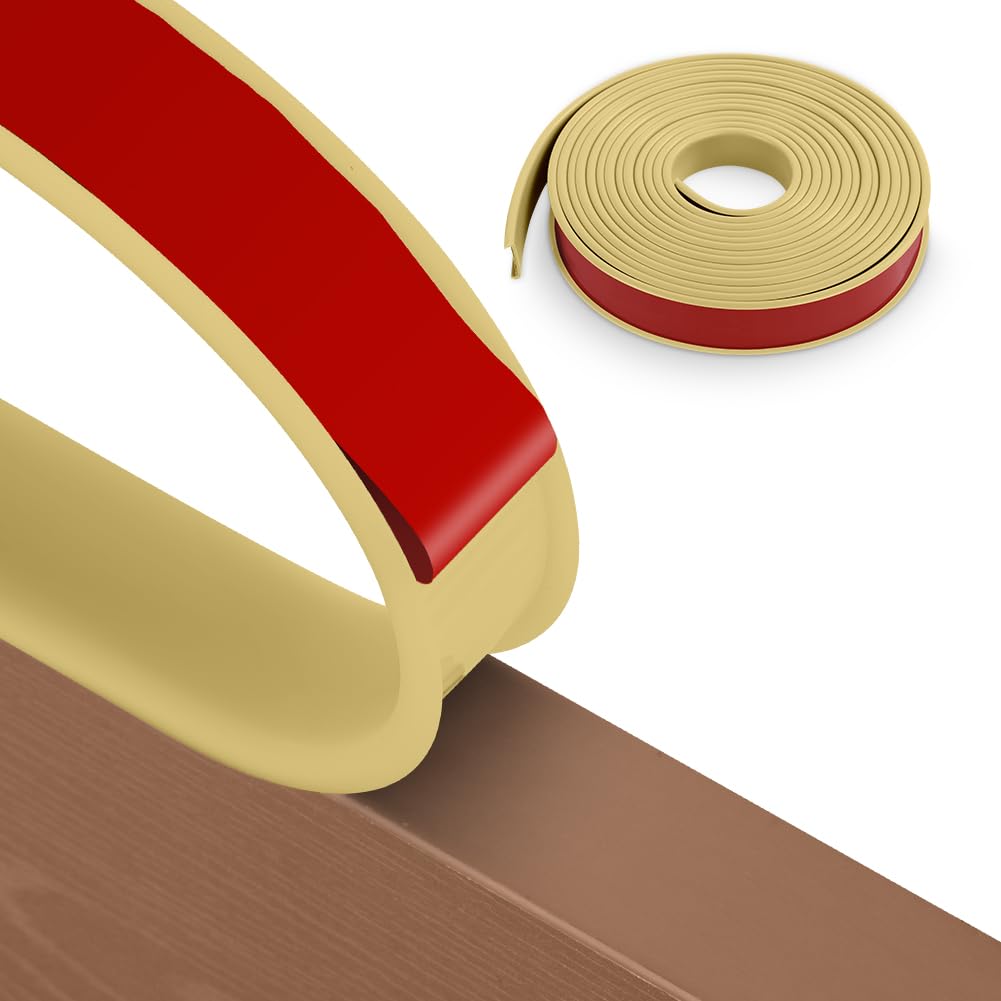 flintronic 3m*40mm U-Shape Flexible Furniture Edge Banding, Baby Safty Baby Edge Protector, Self Adhesive TPE Wood Edging Tape, DIY Furniture Edges Trim for Table, Cabinet, Furnitures (Beige)