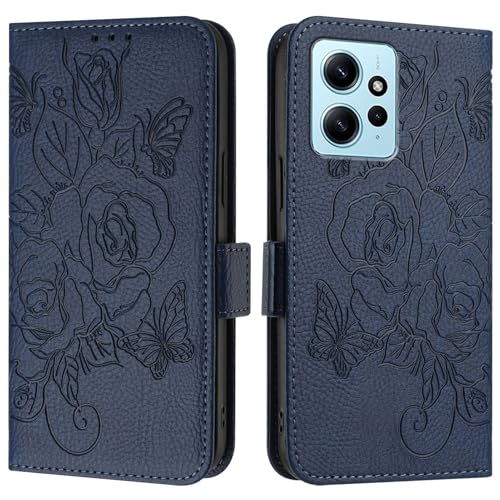 Étui Portefeuille Redmi Note 12 4G en Cuir PU Finition Soignée Antichoc Bleu