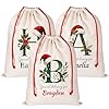 Personalized Santa Sack with Initial & Name for Kids Custom Large Drawstring Christmas Gift Bags for Xmas Holiday Presents Santa Bag