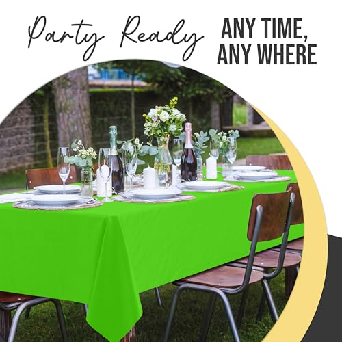 Image of Exquisite Lime Green Rectangle Tablecloth 54 inchx108 inch - 48 Pack | Plastic Tablecloth, Disposable Table Covers Rectangle for Parties, Weddings, Holidays & Party Supplies